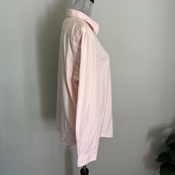 Lauren Ralph Lauren Women’s Pink Pin Stripe Pearl Button Down Collar Shirt Sz XL - Picture 11 of 12